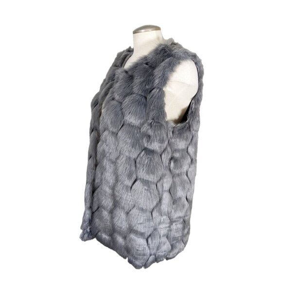 SIONI Womens Faux Fur Vest Jacket M Medium Gray Luxury Outerwear Fashion Soft - Picture 3 of 6